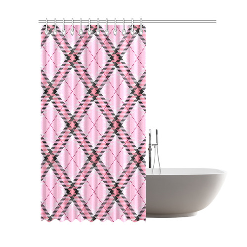 pink plaid 2 Shower Curtain 69"x84"
