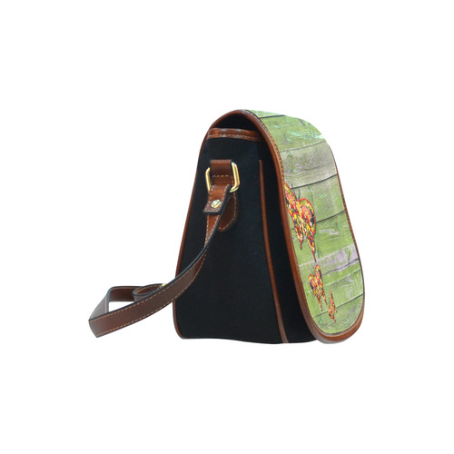 Vegan Dancing Butterflies Love Life Saddle Bag/Small (Model 1649)(Flap Customization)