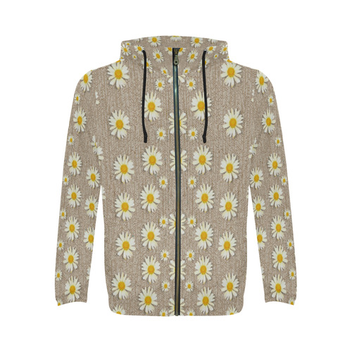 Star fall of fantasy flowers on pearl lace All Over Print Full Zip Hoodie for Men (Model H14)