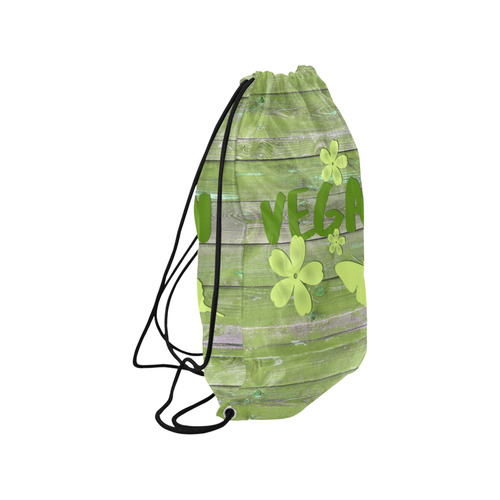 Vegan Love Life Butterfly Medium Drawstring Bag Model 1604 (Twin Sides) 13.8"(W) * 18.1"(H)