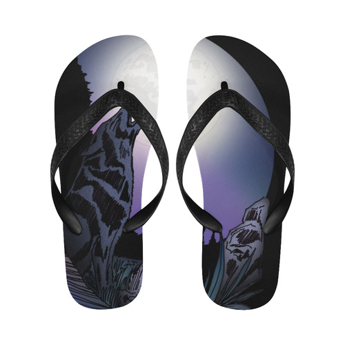 Howling Wolf Flip Flops for Men/Women (Model 040)