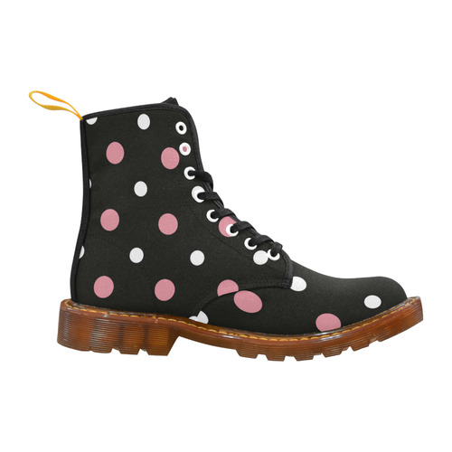 BLACK WITH PINK AND W2HITE DOTS Martin Boots For Women Model 1203H