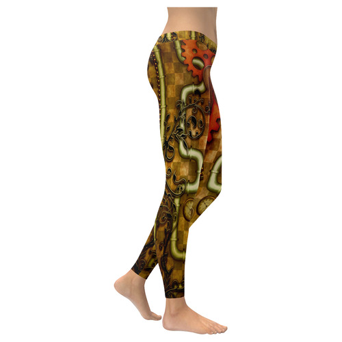 wonderful noble steampunk design Women's Low Rise Leggings (Invisible Stitch) (Model L05)