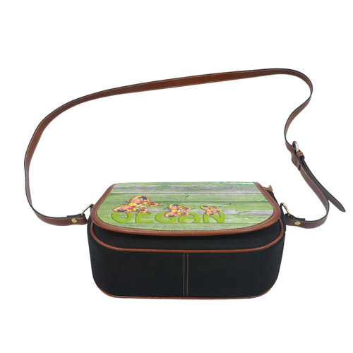 Vegan Love Life Butterflies Saddle Bag/Small (Model 1649)(Flap Customization)