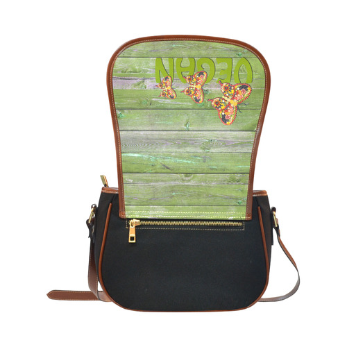 Vegan Love Life Butterflies Saddle Bag/Small (Model 1649)(Flap Customization)