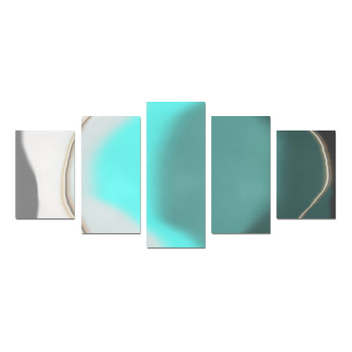 Turquoise Yellow Grey White Gold Brown Abstract Canvas Print Sets D (No Frame)