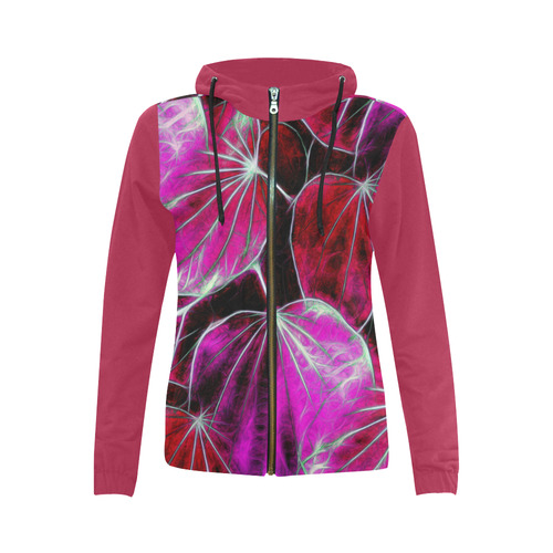 Foliage #9 - Jera Nour All Over Print Full Zip Hoodie for Women (Model H14)