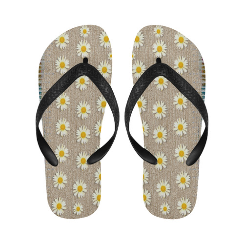 Star fall of fantasy flowers on pearl lace Flip Flops for Men/Women (Model 040)