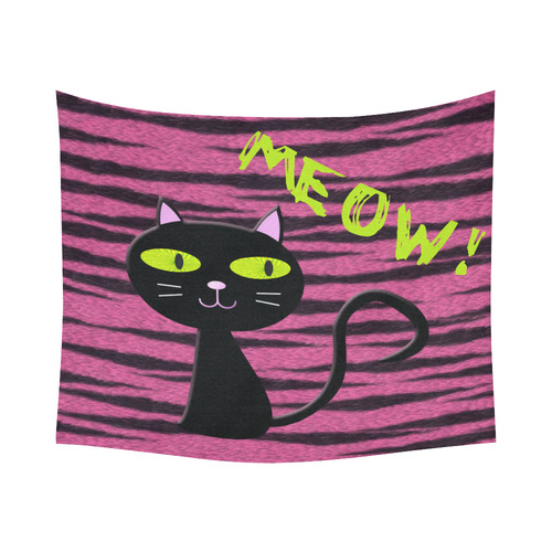 tiger kitty Cotton Linen Wall Tapestry 60"x 51"