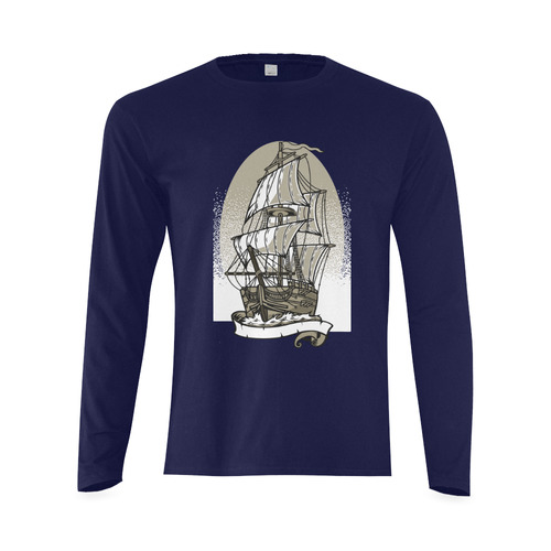 Ship Blue Sunny Men's T-shirt (long-sleeve) (Model T08)