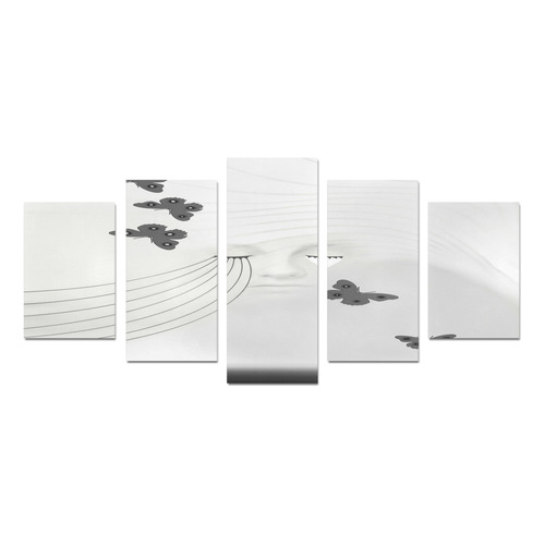 Black White Grey Butterfly Eyes Canvas Print Sets D (No Frame)
