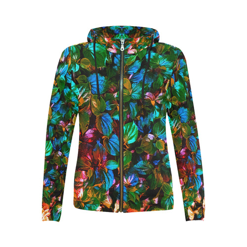 Foliage #7 - Jera Nour All Over Print Full Zip Hoodie for Women (Model H14)