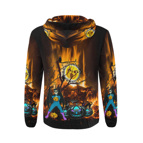 halloween dad on fire All Over Print Full Zip Hoodie for Men (Model H14)