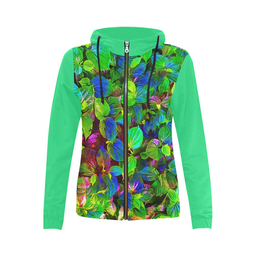 Foliage #7 - Jera Nour All Over Print Full Zip Hoodie for Women (Model H14)