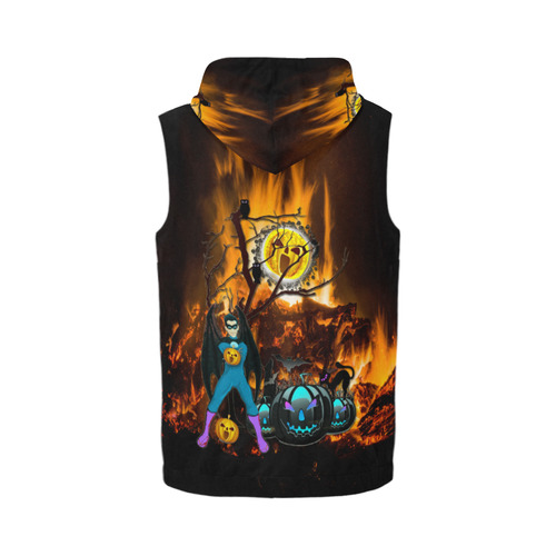 halloween dad on fire All Over Print Sleeveless Zip Up Hoodie for Men (Model H16)