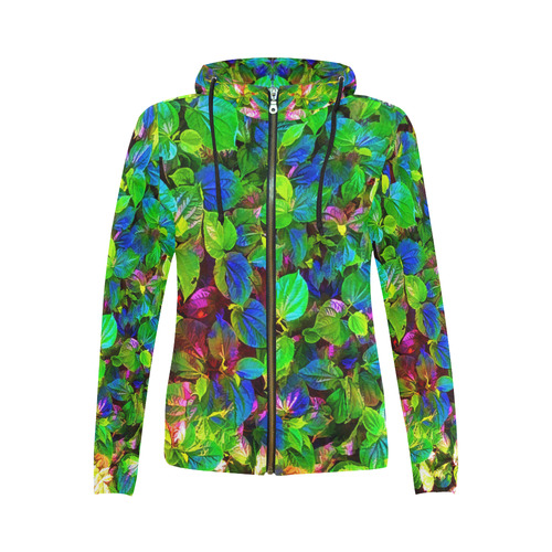 Foliage #7 - Jera Nour All Over Print Full Zip Hoodie for Women (Model H14)