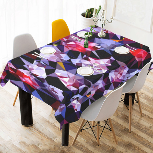 Plums Fresh Fruit Abstract Triangles Cotton Linen Tablecloth 60" x 90"