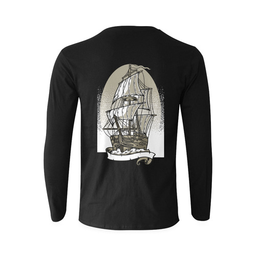 Ship Black Sunny Men's T-shirt (long-sleeve) (Model T08)