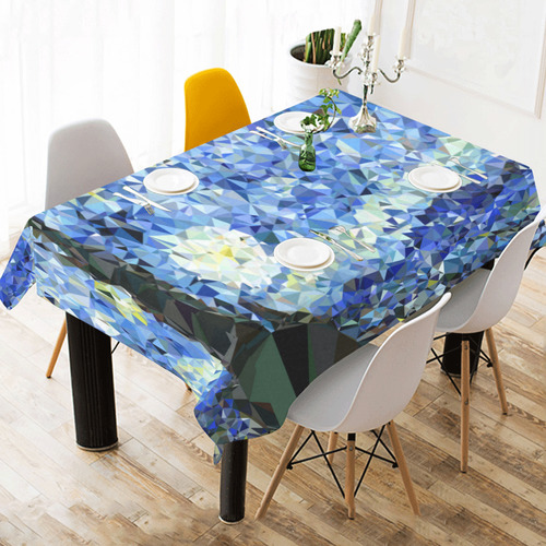 Starry Night Triangles After Van Gogh Cotton Linen Tablecloth 60" x 90"