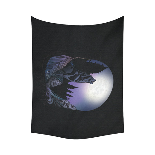 Howling Wolf Cotton Linen Wall Tapestry 80"x 60"