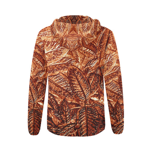 Copper Foliage - Jera Nour All Over Print Full Zip Hoodie for Women (Model H14)