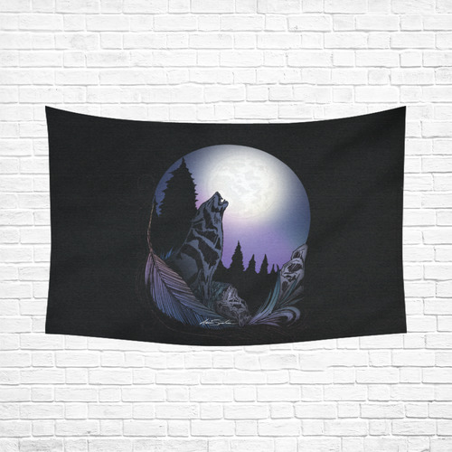 Howling Wolf Cotton Linen Wall Tapestry 90"x 60"