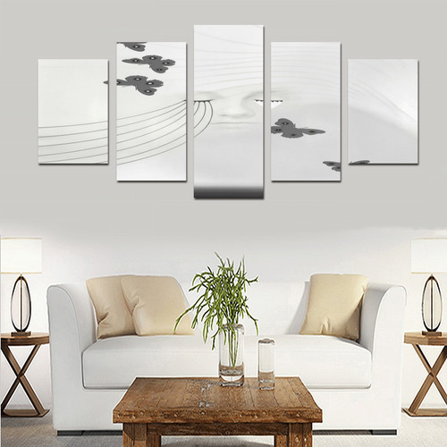 Black White Grey Butterfly Eyes Canvas Print Sets D (No Frame)