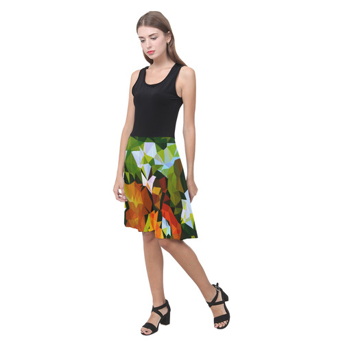 Spring Landscape Stained Glass Triangles Geometric Atalanta Casual Sundress(Model D04)