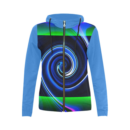 Dance in Neon - Jera Nour All Over Print Full Zip Hoodie for Women (Model H14)