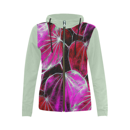 Foliage #9 - Jera Nour All Over Print Full Zip Hoodie for Women (Model H14)