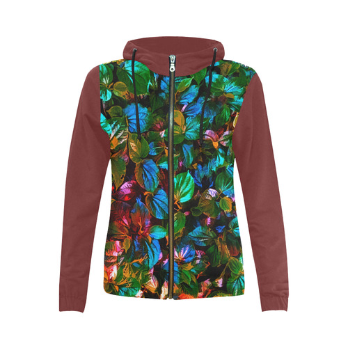 Foliage #7 - Jera Nour All Over Print Full Zip Hoodie for Women (Model H14)