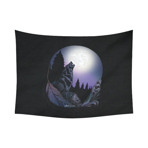 Howling Wolf Cotton Linen Wall Tapestry 80"x 60"