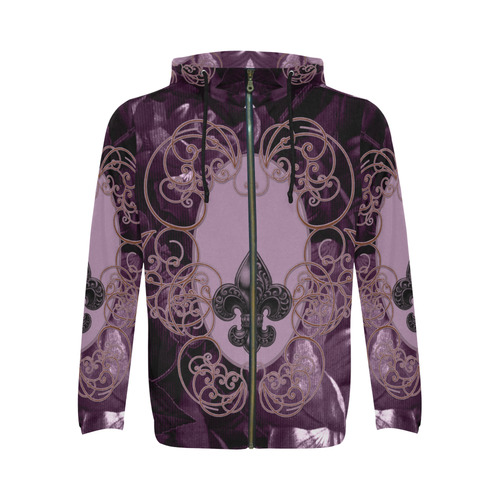 Flowers in soft violet colors All Over Print Full Zip Hoodie for Men (Model H14)