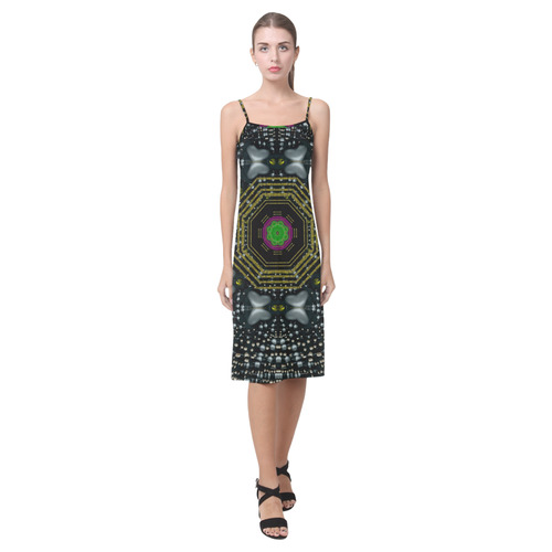 Leaf earth and heart butterflies in the universe Alcestis Slip Dress (Model D05)