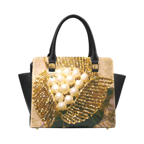 Pearls Gold Leaves Jewel Geometric Triangles Classic Shoulder Handbag (Model 1653)