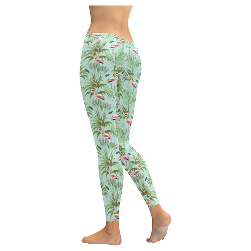 Tropical Flamingo Pattern II Women's Low Rise Leggings (Invisible Stitch) (Model L05)