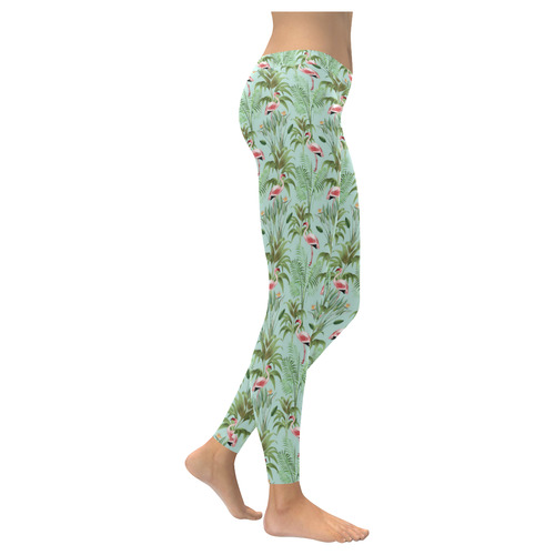 Tropical Flamingo Pattern II Women's Low Rise Leggings (Invisible Stitch) (Model L05)