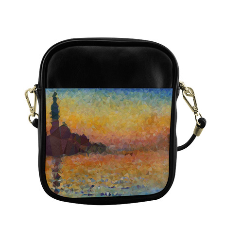 Sunset Venice Abstract Geometric Triangles Sling Bag (Model 1627)