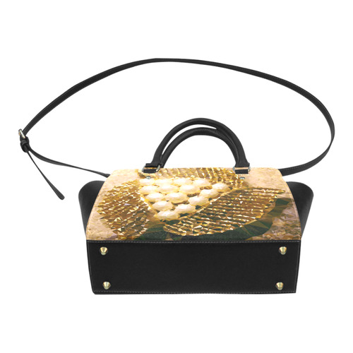 Pearls Gold Leaves Jewel Geometric Triangles Classic Shoulder Handbag (Model 1653)