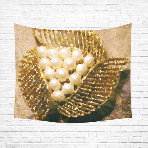 Pearls Gold Leaves Jewel Geometric Triangles Cotton Linen Wall Tapestry 60"x 51"