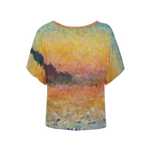 Sunset Venice Abstract Geometric Triangles Women's Batwing-Sleeved Blouse T shirt (Model T44)