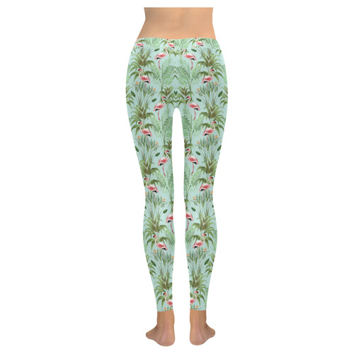 Tropical Flamingo Pattern II Women's Low Rise Leggings (Invisible Stitch) (Model L05)