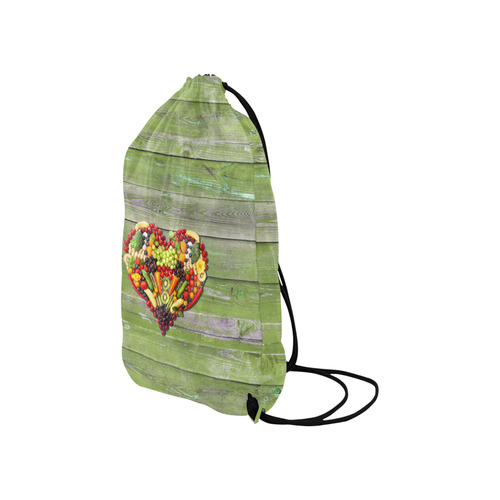 Vegan Heart Love Life Small Drawstring Bag Model 1604 (Twin Sides) 11"(W) * 17.7"(H)