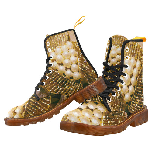 Pearls Gold Leaves Jewel Geometric Triangles Martin Boots For Women Model 1203H