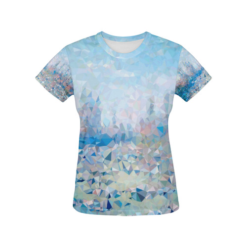Abstract Geometric Triangles Landscape Monet All Over Print T-Shirt for Women (USA Size) (Model T40)