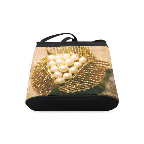 Pearls Gold Leaves Jewel Geometric Triangles Crossbody Bags (Model 1613)