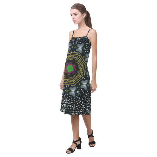 Leaf earth and heart butterflies in the universe Alcestis Slip Dress (Model D05)