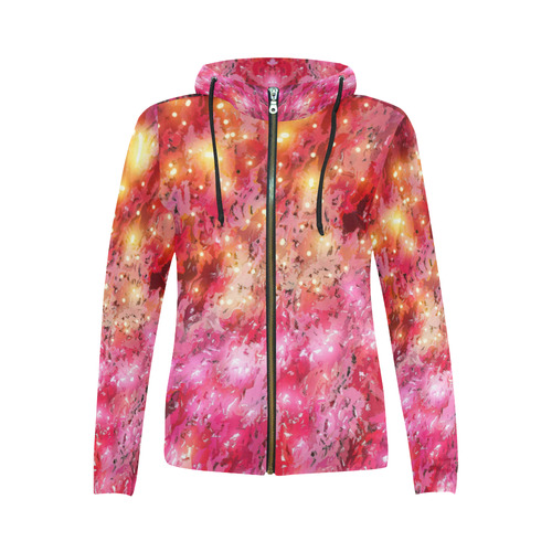 Sparkling Pink - Jera Nour All Over Print Full Zip Hoodie for Women (Model H14)