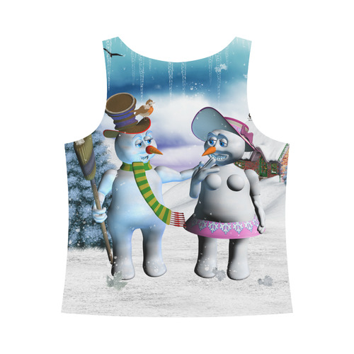 Funny snowman and snow women All Over Print Tank Top for Women (Model T43)