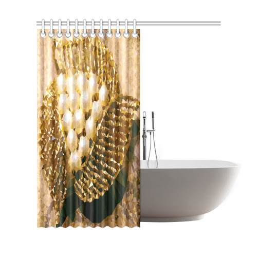 Pearls Gold Leaves Jewel Geometric Triangles Shower Curtain 69"x72"